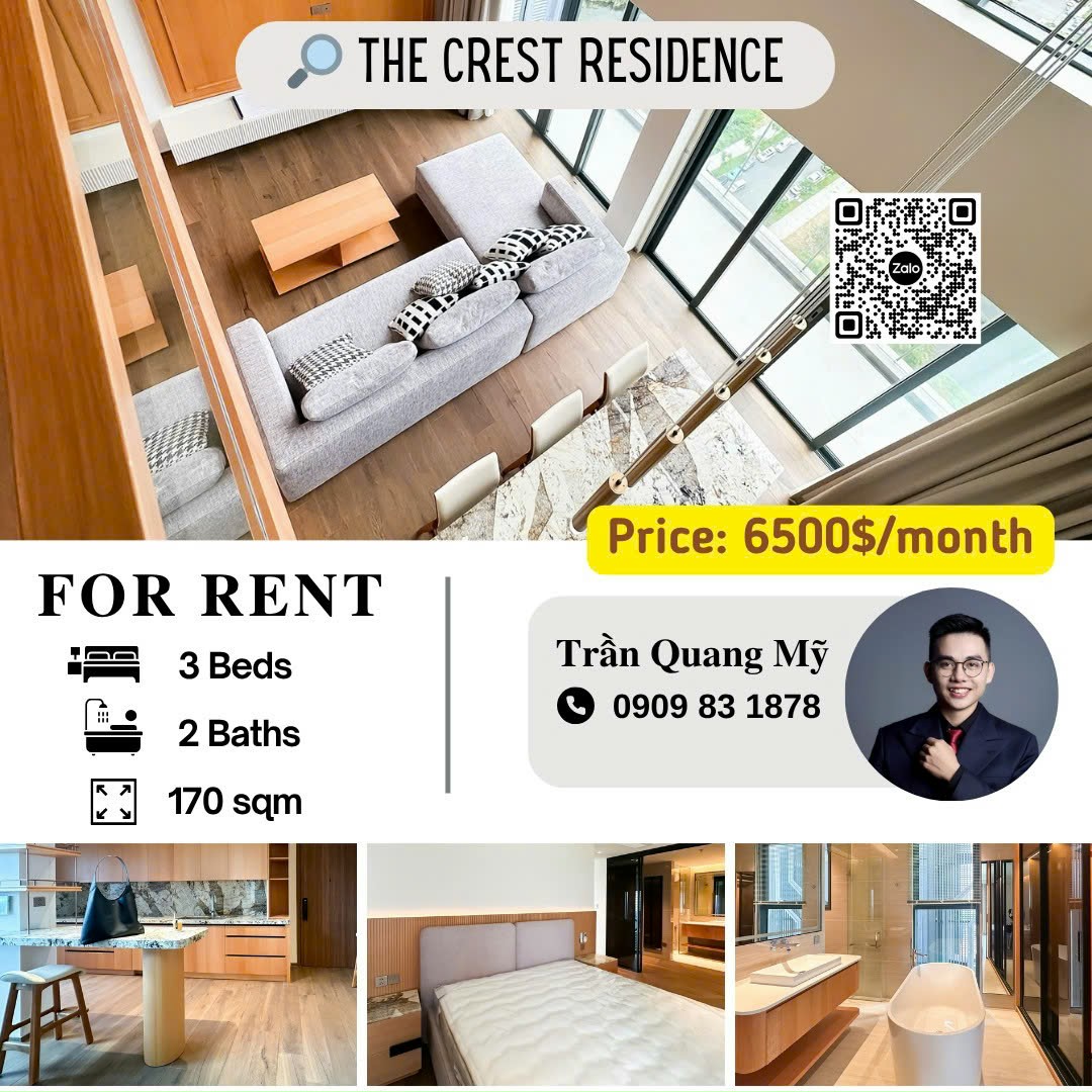 Cho Thuê Căn Hộ Loft 3PN View Sông Landmark 81, Full Nội Thất, The Crest, Thủ Thiêm